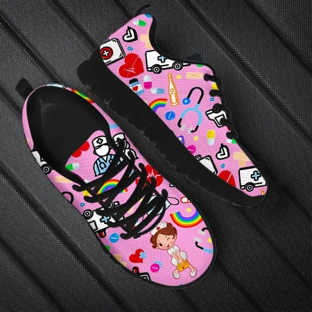 

Classic Nurse Shoes Kawaii Nurse Girls Pattern Flat Shoes for Women Medical Print Easy Clean Casual Sneakers 2023