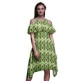 thumbnail image 1 of Bimba Robe Droite à Volants Imprimée Teinture sur Nœuds Verte pour Femmes - Grande, 1 of 1