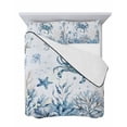 thumbnail image 7 of Quilts Twin-XL Size Bedding Set, Blue Coastal Crabs Lightweight Quilted Comforter, Summer Ocean Seahorse Coral Shells Soft Reversible Bedspread Coverlet with Pillow Covers for All Season, 68" x 98", 7 of 7