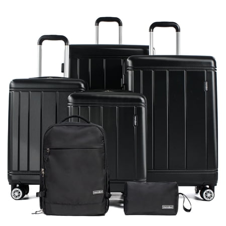 Tripcomp 6-Piece Hardside Spinner Luggage Set with Backpack