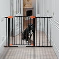 thumbnail image 1 of 36" Tall Extra Wide Dog Gate for Stairs and Doorway, 28"-47" Metal Safety Pet Gate with Door for Dogs, No Drill Adjustable Pressure Walk Through Long Dogs Gates for Wide Openings by LAZYLAND (Black), 1 of 7