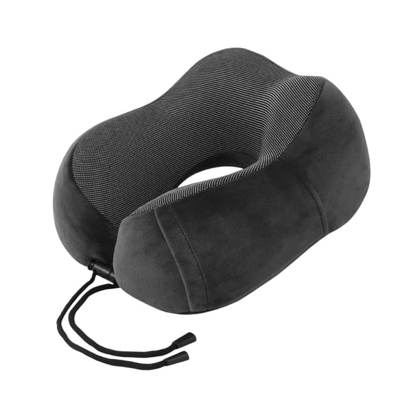 Almohada de con soporte para cuello, ligera, , compacta, multifuncional, de espuma viscoelástica, con funda extraíble para oficina y Negro