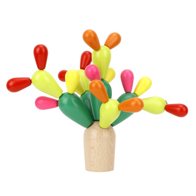 Juguete de cactus, rompecabezas de madera para niños, juguete de bloques de construcción de equilibrio, juguete de rompecabezas construido para el futuro