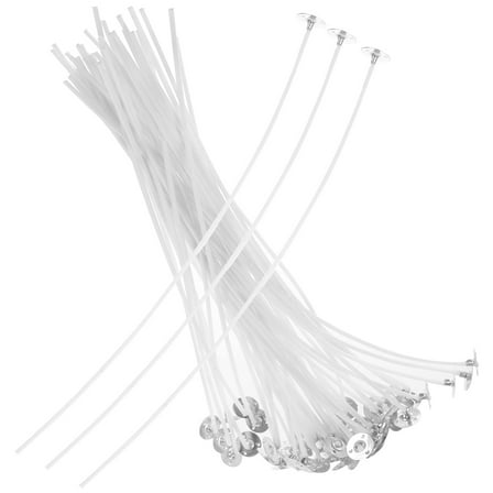 ibasenice 50Pcs Cotton Candle Wicks for Candle Making with Metal Base Suitable for Paraffin Beeswax Wax
