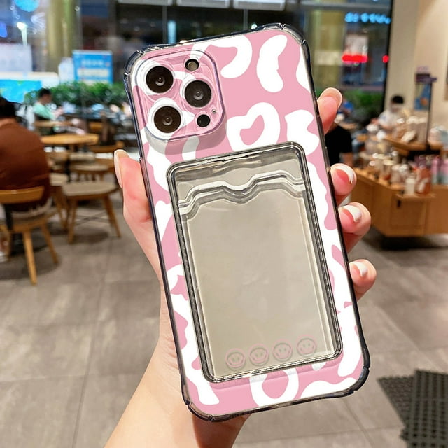 Transparent Card Slot Case For iPhone 13 14 15 16 11 12 Pro Max XR XS SE 7 8 Plus Grid Pattern Soft Pocket Holder Wallet Cover tzw