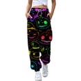 thumbnail image 2 of Pantalones deportivos holgados con tobillos atados para mujer con estampado digital de seda de leche, serie Halloween, 2 of 6