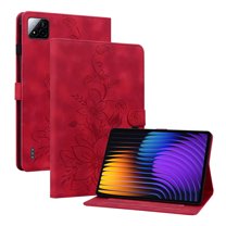 XYX for Xiaomi Pad 7/Xiaomi Pad 7 Pro 11.2 inch Case, PU Leather Slim Folio with Multi-Angle Stand - Red Lily Flower