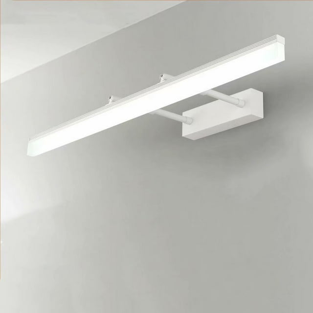 Espejo telescópico con luz LED frontal para baño. Espejo de maquillaje blanco, sencillo, moderno y antivaho.