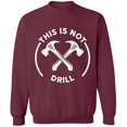 thumbnail image 2 of OXI Crewneck Sweatshirt - This is Not Drill, Basic Casual Sweatshirts for Men's and Women Fleece Sweatshirt Long Sleeve - Maroon Small, 2 of 2