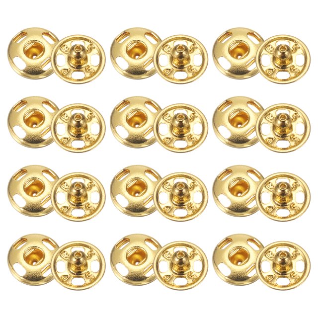 Uxcell 24 Conjuntos de Botones a Presión de 10mm, Botones de Metal Color Oro