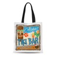 thumbnail image 1 of KDAGR Canvas Tote Bag Party Tiki Bar Vintage Rusty Metal Sign on Aloha Durable Reusable Shopping Shoulder Grocery Bag, 1 of 1