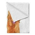 thumbnail image 2 of Golden Retriever Soft Flannel Fleece Throw Blanket, Smiling Pale and Red Dog Pure Breed Sitting Staying Thoroughbred, Cozy Plush for Indoor and Outdoor Use, 50" x 70", Orange Ivory Pink, by Ambesonne, 2 of 5
