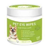 KMWGRE Pet Tear Stain Remover Wipes Gentle Eye Cleaning for Dogs and Cats Enzymatic Formula for Discharge and Debris Green 7cm