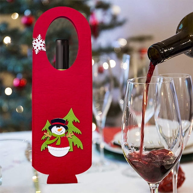 RBCKVXZ Christmas Red Wine Bag Christmas Party Red Wine Set Desktop Ornaments Decorative Door Handle Ornaments Felts Gift Bag Christmas Decorations On Sale!