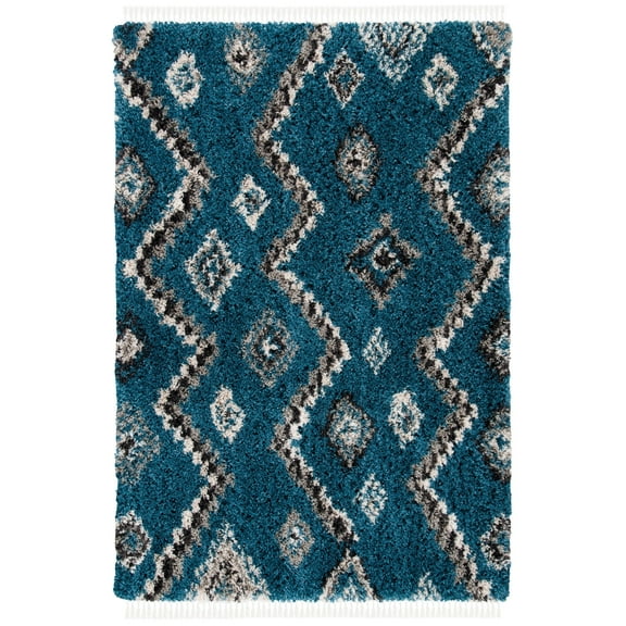 SAFAVIEH Morocco Juniper Geometric Area Rug, Blue/Gray, 9' x 12'