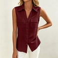 thumbnail image 6 of Yievot Womens Button Down Sleeveless Shirt with Pockets Collared Casual Summer Office Workwear Tops, 6 of 8