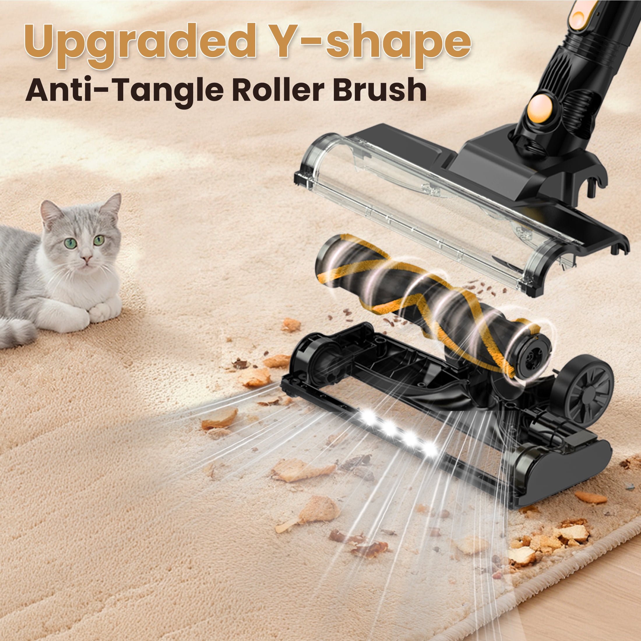 YOMA Cordless Vacuum Cleaner, 6 in 1 Lightweight Handheld&Stick Vacuum for Home Hard Floor Carpet Pet Hair