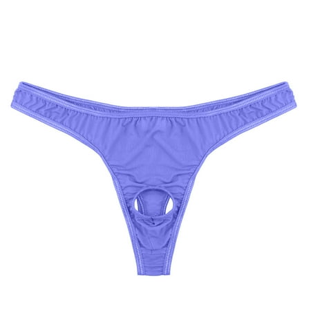 iOPQO Intimates underwear women Mens Lingerie Micro Thong Bikini Front Hole Underwear G-string Underpants Purple One Size