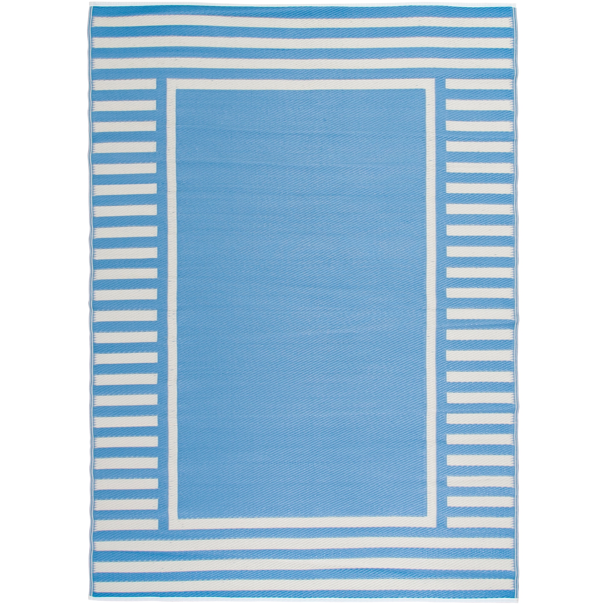 Mainstays Blue Border Stripe Plastic Outdoor Rug, 5'x7'
