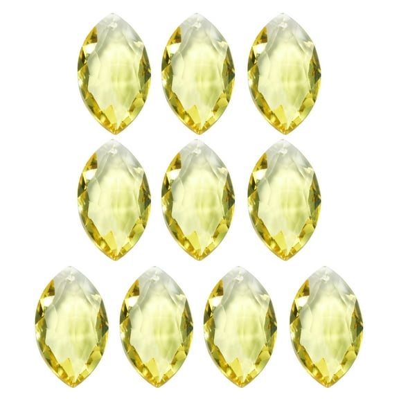 Uxcell K9 Crystal Pendants Oval Beads, 10 Pack 38mm Chandelier Prisms Parts Hanging Beads DIY Lamp Light Yellow