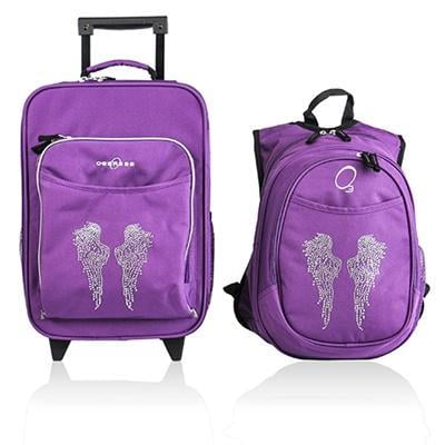 O3LBPSET001 O3 Kids Luggage / Suitcase and Backpack Set With Integrated  Cooler - Bling Rhinestone Angel Wings