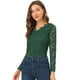 thumbnail image 1 of Top de blusa de encaje de manga larga transparente con bordado floral para mujer Verde oscuro XS, 1 of 6