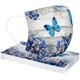 thumbnail image 1 of 50 máscaras para niños, lindas máscaras desechables transpirables con estampado de mariposas azules y blancas, máscaras escolares de Halloween al aire libre para niñas y niños Feliz Sencillez, 1 of 2