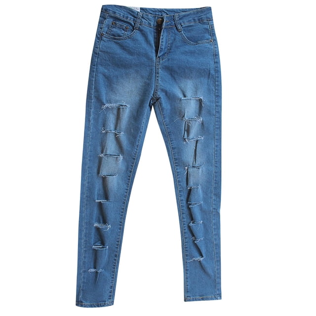 Soki Womens Stretch Ripped Jeans High Rise Distressed Casual Denim Pants