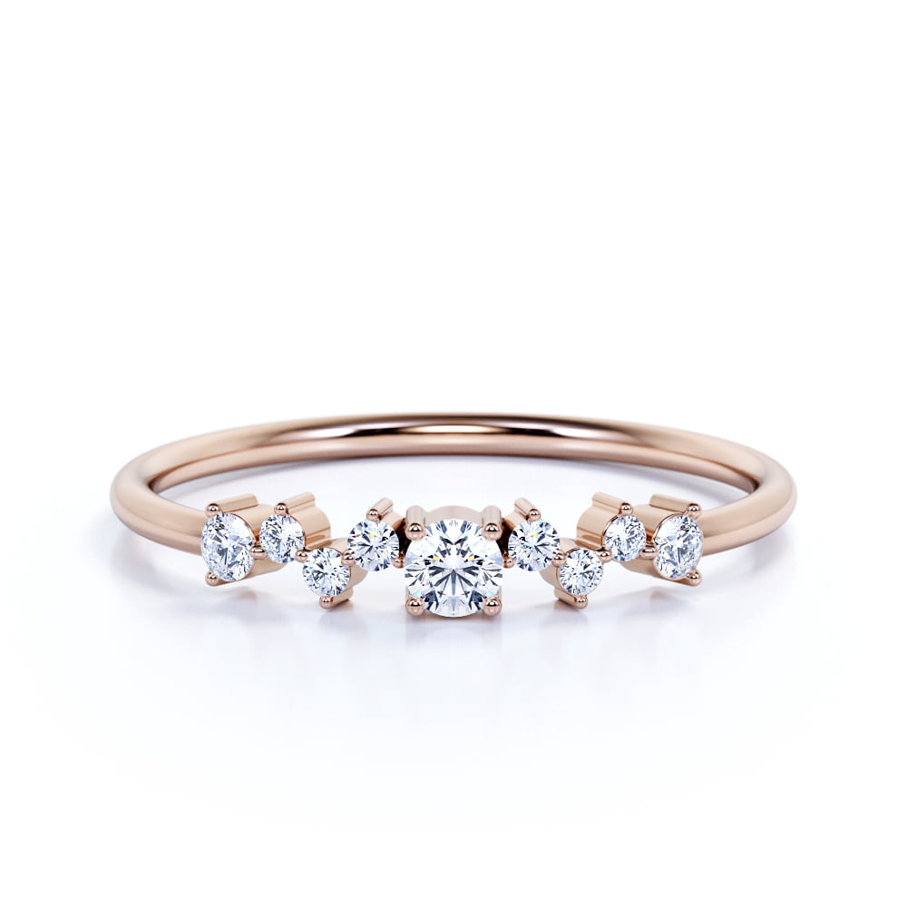 JeenMata - Cluster Round Brilliant Real Diamond Stacking Ring in Solid ...