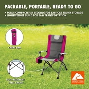 كرسي التخييم Ozark Trail High Back ، وردي مع Cupholder ، وجيب ، ومسند الرأس ، للبالغين
