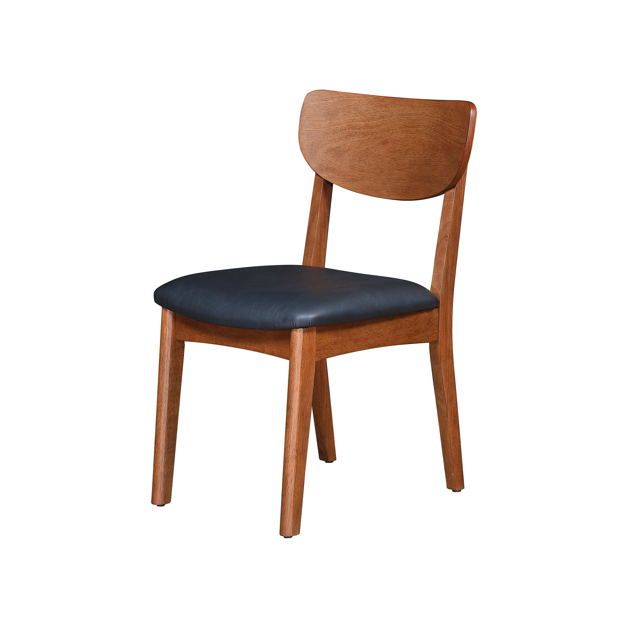 Better Homes & Gardens Greyson Mid-Century Dining Chairs, Black Faux Leather, Acorn Finish, Set of 2