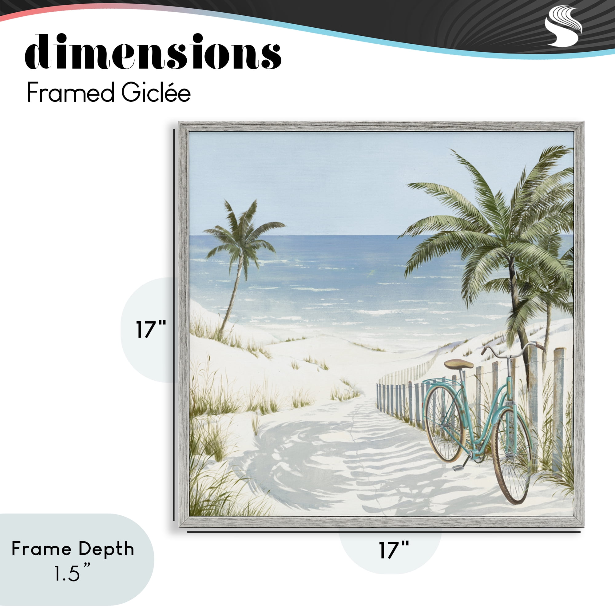 Stupell Industries Beach Bike Coastal Scene Gray Framed Giclee Art, design by Lorenzo Collective