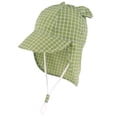 thumbnail image 2 of Jinhomg Toddler Flap Hat Kids Gingham Print Sun Hats with Neck Flap Bear Ears Cotton UPF Sun Protection Sunscreen Caps with Adjustable Chin Strap,Green, 2 of 6