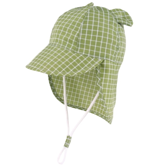 CHUMUD Baby Sun Hat, Toddler Plaid Print Neck Flap Cap with Chin Strap, Cotton Blend Breathable UPF Protection Hat for Boys Girls 6 Months-4 Years Old