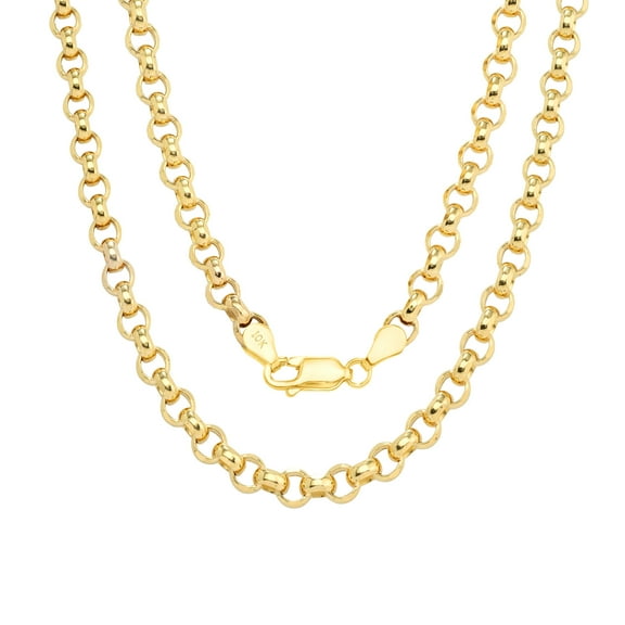Nuragold 10k Real Yellow Gold Cable 5mm Rolo Round LInk Chain Necklace (18"-30") Italian Jewelry for Men & Women