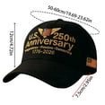 thumbnail image 2 of America 250 Hat, Patriotic Theme 1776-2026 Commemorative Baseball Cap,Traditional American Tribute Hat Gift Honoring Patriots & Veterans, 2 of 3