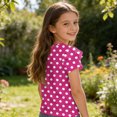thumbnail image 5 of Dwellite Girls' V-Neck T-Shirts 3-13 Years Short Sleeve Cute Summer Tee Shirts Baggy Plain Soft Tops Hot Pink 150, 5 of 6