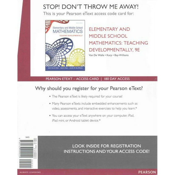 Elementary and Middle School Mathematics Access Card: Teaching Developmentally, 9780133999020, Paperback, 9