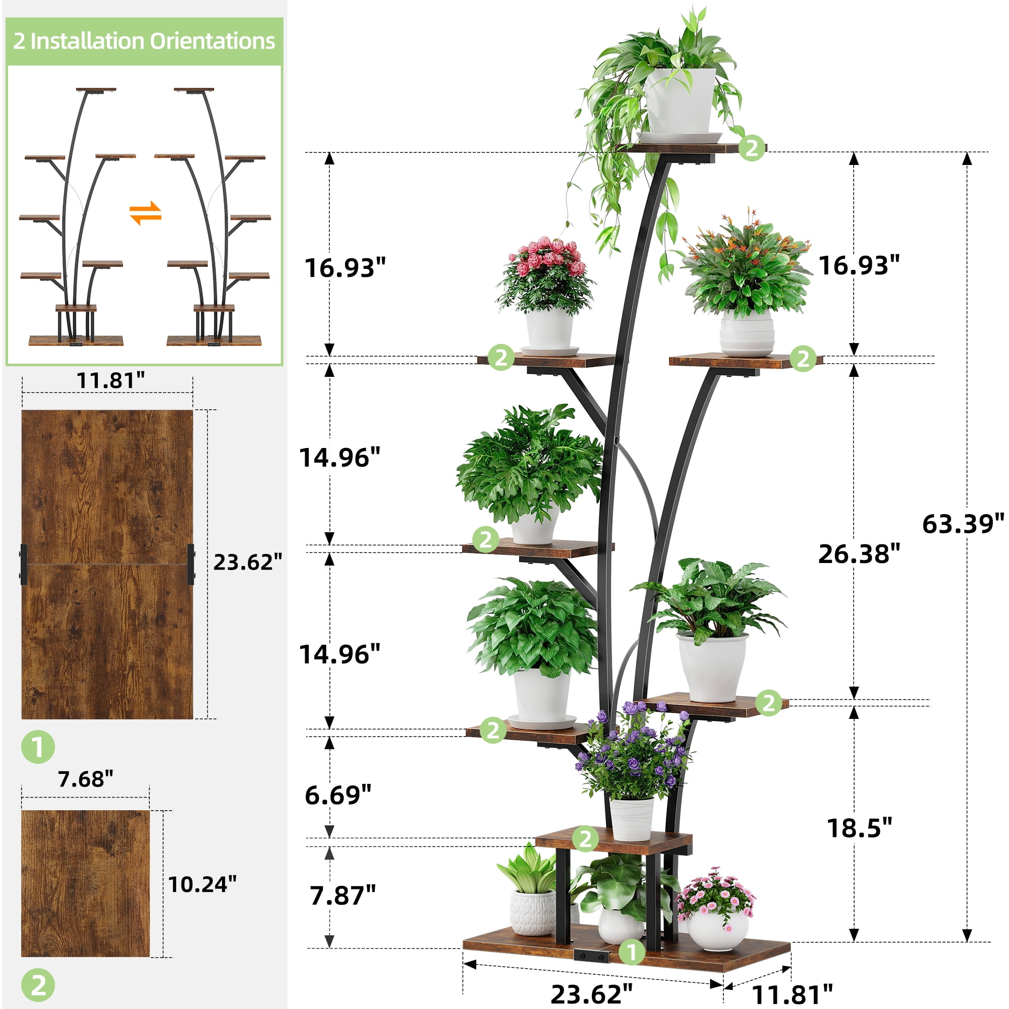 LEADERS NETWORK 2017 1/2 50LN 置物 Biemlerfn Indoor Plant Stand with Grow Lights, 8-Tiered Plant