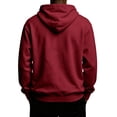 thumbnail image 4 of Men's Kangaroo Pocket Hoodie Hooded Long Sleeve Solid with Warm Cozy Soft Touch Pullover Basic Top for Fall Winter Everyday Wear and Weekend Outings Wine 3XL, 4 of 4
