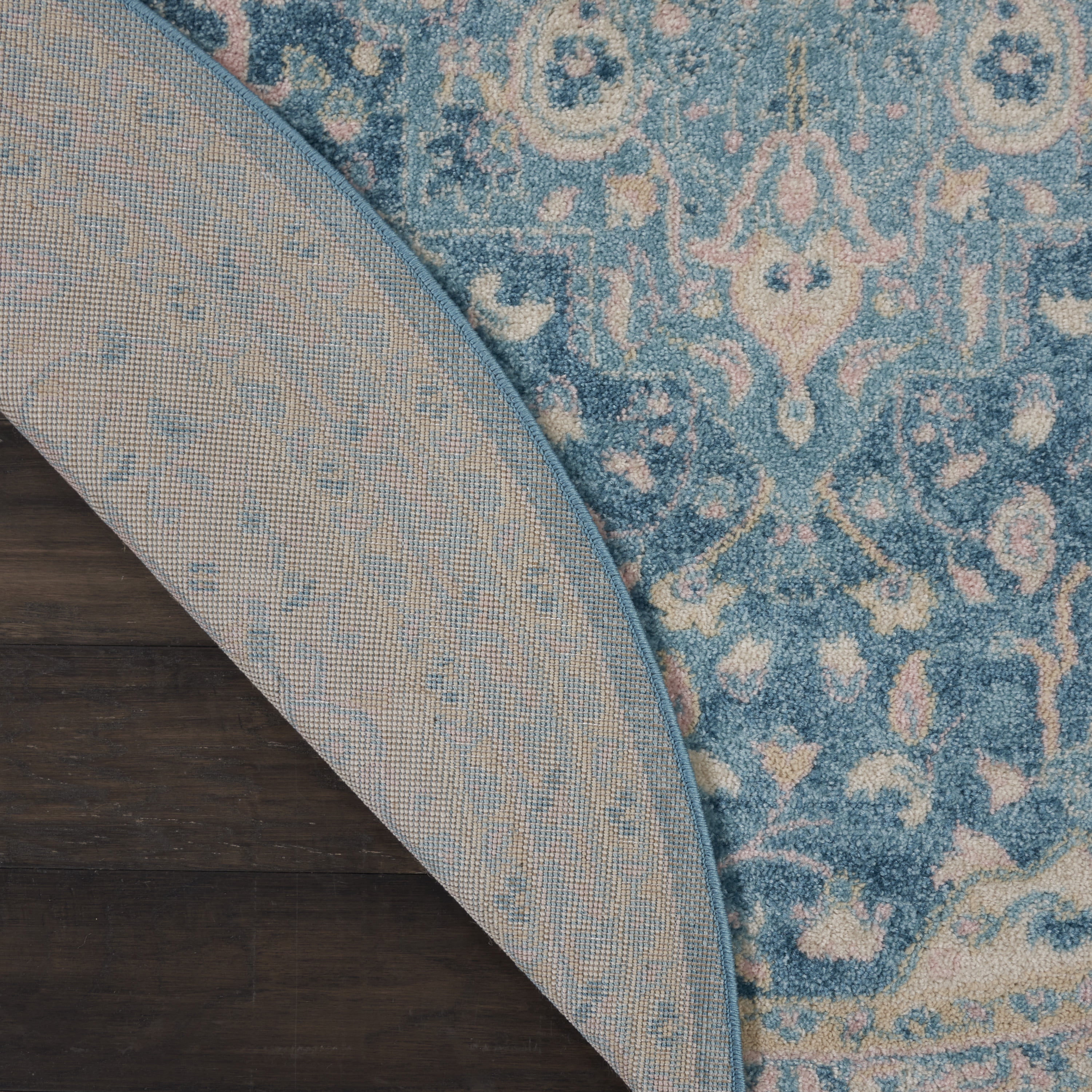 Serene Persian Medallion Ivory/Turquoise 5'3" x ROUND Area Rug, (5' Round)