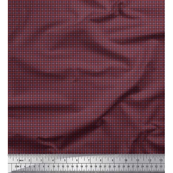 Soimoi Polyester Crepe Fabric Square Shirting Fabric Prints by Yard 42 Inch Wide