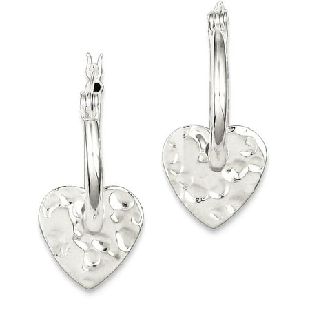 Sterling Silver Hoop Earrings Ice Carats 925 Sterling Silver Hoop Earrings Ice Carats 925 Hammered Heart Drop Dangle Chandelier