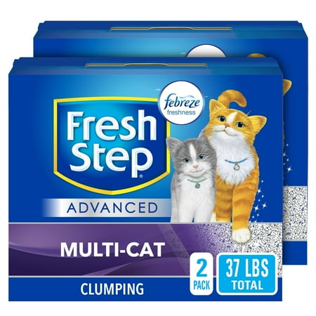 Fresh Step Advanced Multi-Cat Clumping Cat Litter with Odor Control 2 Pack of 18.5 lb Boxes