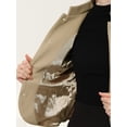 thumbnail image 5 of Chaqueta Allegra K con bolsillo y cuello levantado para mujer abrigo corto peplum Caqui XS, 5 of 5