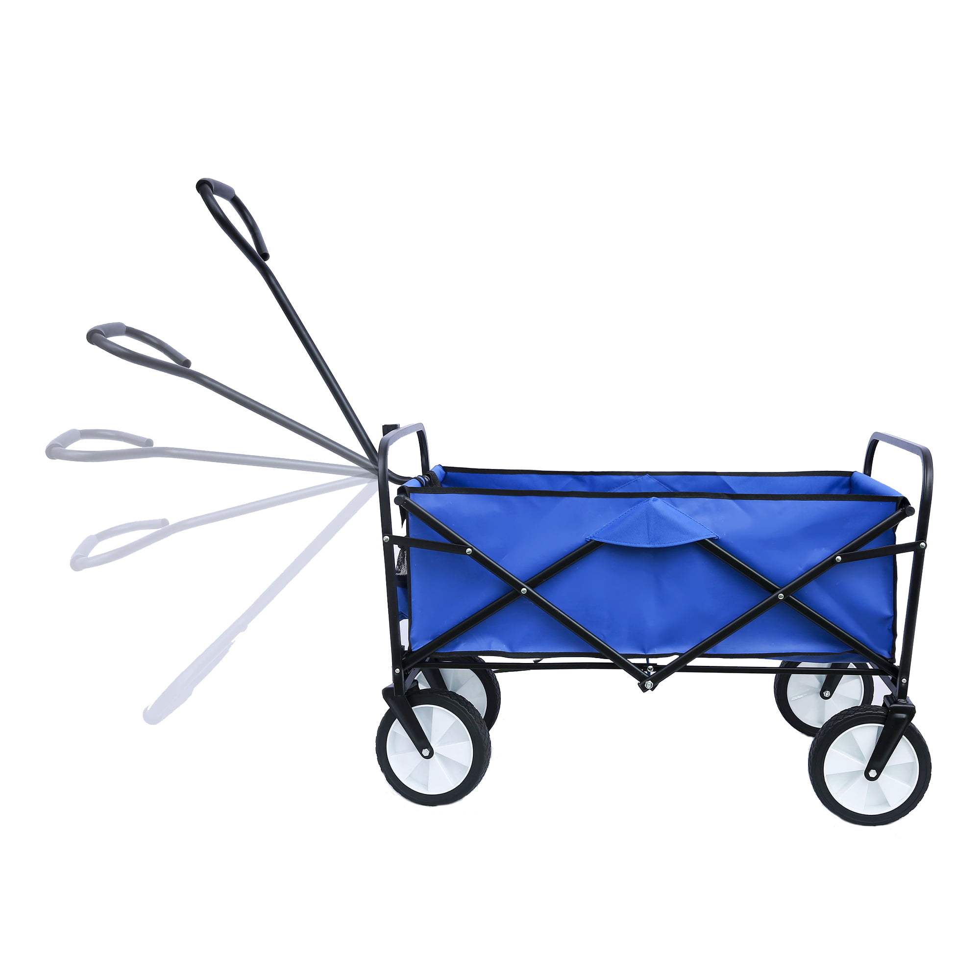 YWL-US Folding Collapsible Wagon Utility Outdoor Garden Shopping Camping Beach Cart with Adjustable Handle Blue 