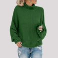thumbnail image 2 of Hpapadks Sweaters for Women Trendy Cable Knit Sweaters Turtleneck Solid Pullover Top Cable Knit Sweater Women Green XXXXXL, 2 of 4