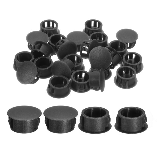 Uxcell Lot de 28 16mm(5/8 Pouces)" Bouchons de Trou en Nylon, Type Flush Panneau Rond à Encliqueter, Noir