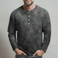 thumbnail image 3 of Domuza Men's Waffle Henley Shirts Long Sleeve Casual Stylish Button Down T-Shirt Fall Lightweight Loose Fit Raglan Tie Dye Blouse Dark Gray 2XL, 3 of 5
