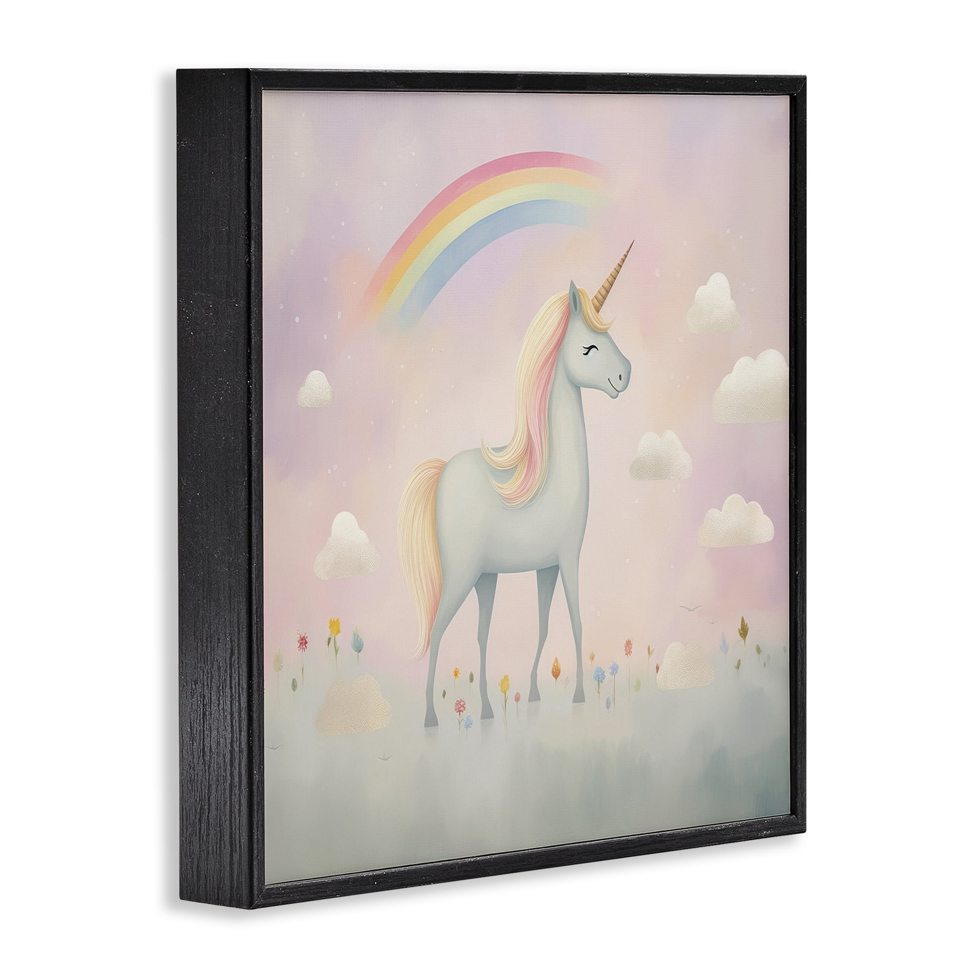 Stupell Industries Mystical Unicorn Dreams in Pastel Black Framed Giclee Art, design by Lazar Studio